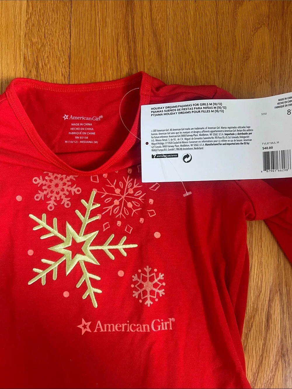 NEW American Girl M (10/12) Holiday Dreams retired Snowflake Pajama Set